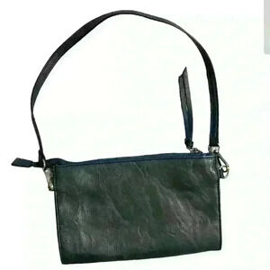 Joy Susan Vegan Leather Multi Zip Purse Blue with floral interior